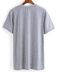 Grey Short Sleeve Letters Print T Shirt