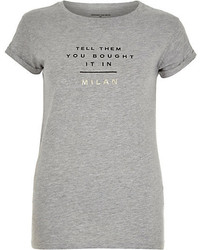 River Island Grey Short Sleeve Milan Print T Shirt