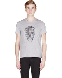 Alexander McQueen Grey Snake Skull Print T Shirt