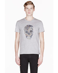 Alexander McQueen Grey Snake Skull Print T Shirt