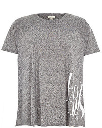 River Island Grey Space Dye Paris Print Swing T Shirt