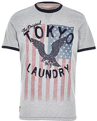 River Island Grey Tokyo Laundry Eagle Print T Shirt