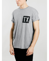Topman Grey Tx Chest Print Roller Fit T Shirt