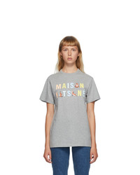 MAISON KITSUNE Grey Yoga Foxes T Shirt