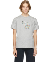 Ps By Paul Smith Grey Zebra Print T Shirt