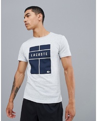 Lacoste Sport Grid Croc Logo T Shirt In Grey