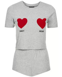 Hearts Print T Shirt With Shorts
