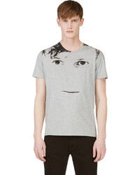 Alexander McQueen Heather Grey Blown Out Face Print T Shirt