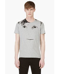 Alexander McQueen Heather Grey Blown Out Face Print T Shirt