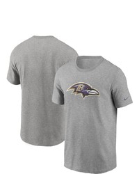 Nike Heathered Gray Baltimore Ravens Primary Logo T Shirt