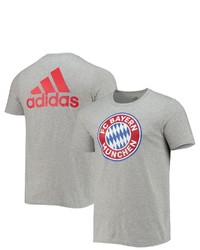 adidas Heathered Gray Bayern Munich Three Stripe T Shirt