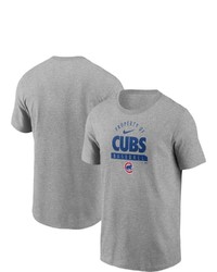 Nike Heathered Gray Chicago Cubs Primetime Property Of Practice T Shirt