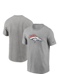 Nike Heathered Gray Denver Broncos Primary Logo T Shirt