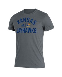 adidas Heathered Gray Kansas Jayhawks Sideline Locker Heritage T Shirt