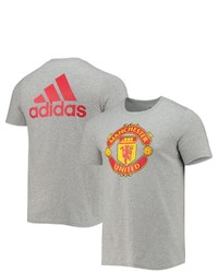 adidas Heathered Gray Manchester United Three Stripe T Shirt In Heather Gray At Nordstrom