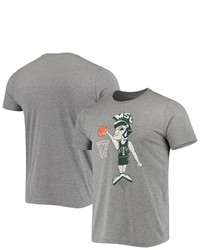 HOMEFIELD Heathered Gray Michigan State Spartans Vintage Basketball Tri Blend T Shirt