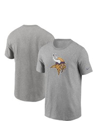 Nike Heathered Gray Minnesota Vikings Primary Logo T Shirt