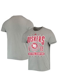 adidas Heathered Gray Nebraska Huskers Reminisce Tri Blend T Shirt In Heather Gray At Nordstrom