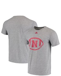 adidas Heathered Gray Nebraska Huskers Sideline Spiral Climalite Raglan T Shirt