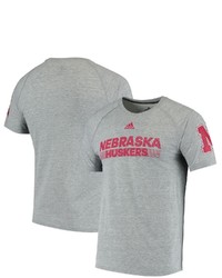 adidas Heathered Gray Nebraska Huskers Up Raglan T Shirt
