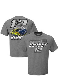 TEAM PENSKE Heathered Gray Ryan Blaney 2021 Nascar Cup Series Playoffs T Shirt
