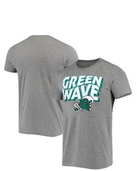 HOMEFIELD Heathered Gray Tulane Green Wave Vintage Logo Tri Blend T Shirt