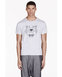 Kenzo Heathered Grey Signature Tiger Print T Shirt