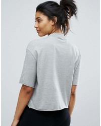 Converse High Neck Cropped T Shirt In Gray