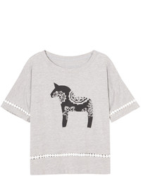 Horse Print With Lace Black T Shirt