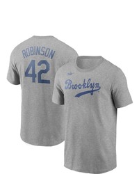 Nike Jackie Robinson Heathered Gray Brooklyn Dodgers Cooperstown Collection Name Number T Shirt In Heather Gray At Nordstrom