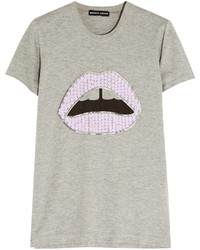 Markus Lupfer Lara Lip Sequined Cotton Blend Jersey T Shirt