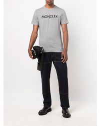 Moncler Logo Patch Logo Print Crew Neck T Shirt