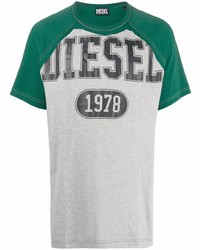 Diesel Logo Print Colour Block T Shirt