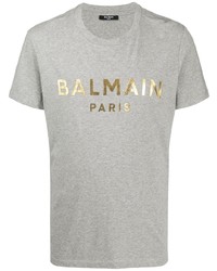 Balmain Logo Print Cotton T Shirt