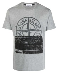 Stone Island Logo Print Cotton T Shirt