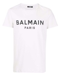 Balmain Logo Print Cotton T Shirt