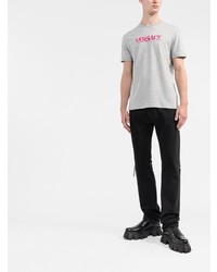 Versace Logo Print Round Neck T Shirt
