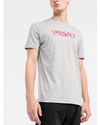 Versace Logo Print Round Neck T Shirt