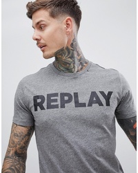 Replay Logo T Shirt In Grey