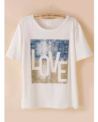 Love Print White T Shirt