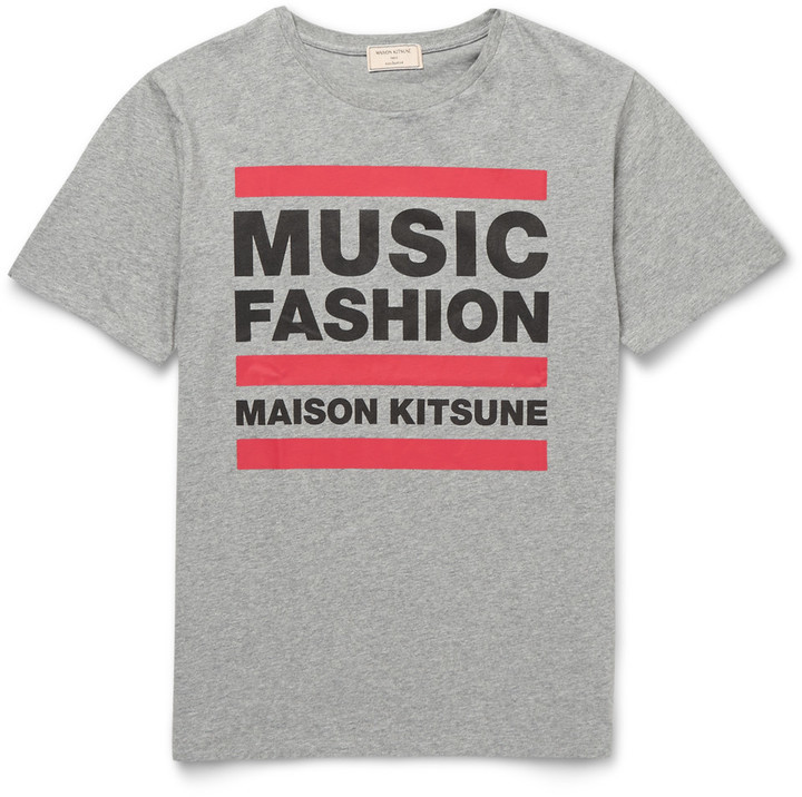 MAISON KITSUNÉ Maison Kitsun Music Fashion Slim Fit Printed Cotton