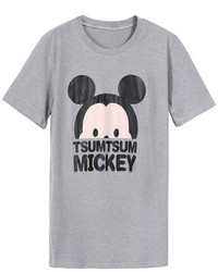 Mickey Print Grey T Shirt