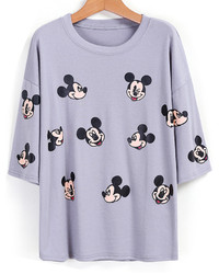 Mickey Print Pink T Shirt
