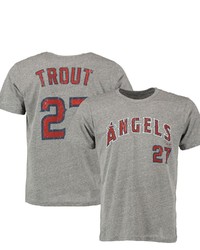 Majestic Threads Mike Trout Gray Los Angeles Angels Premium Tri Blend Name Number T Shirt