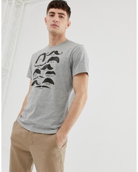J.Crew Mercantile Moustache Front And Back Print T Shirt In Grey Marl