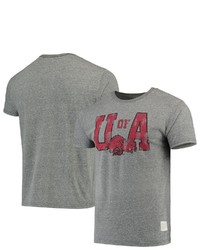 Retro Brand Original Heathered Gray Arkansas Razorbacks Vintage Logo Tri Blend T Shirt In Heather Gray At Nordstrom