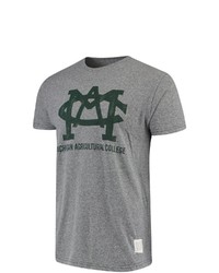 Retro Brand Original Heathered Gray Michigan State Spartans Michigan Agricultural College Tri Blend Vintage T Shirt