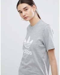 adidas Originals Trefoil Oversized T Shirt In Gray
