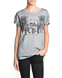 Mango Outlet Studded Printed T Shirt