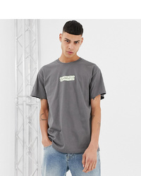 Crooked Tongues Oversized T Shirt In Charcoal With Logo